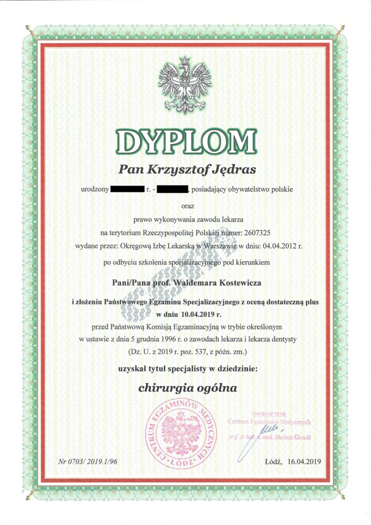 Dyplom specjalizacji